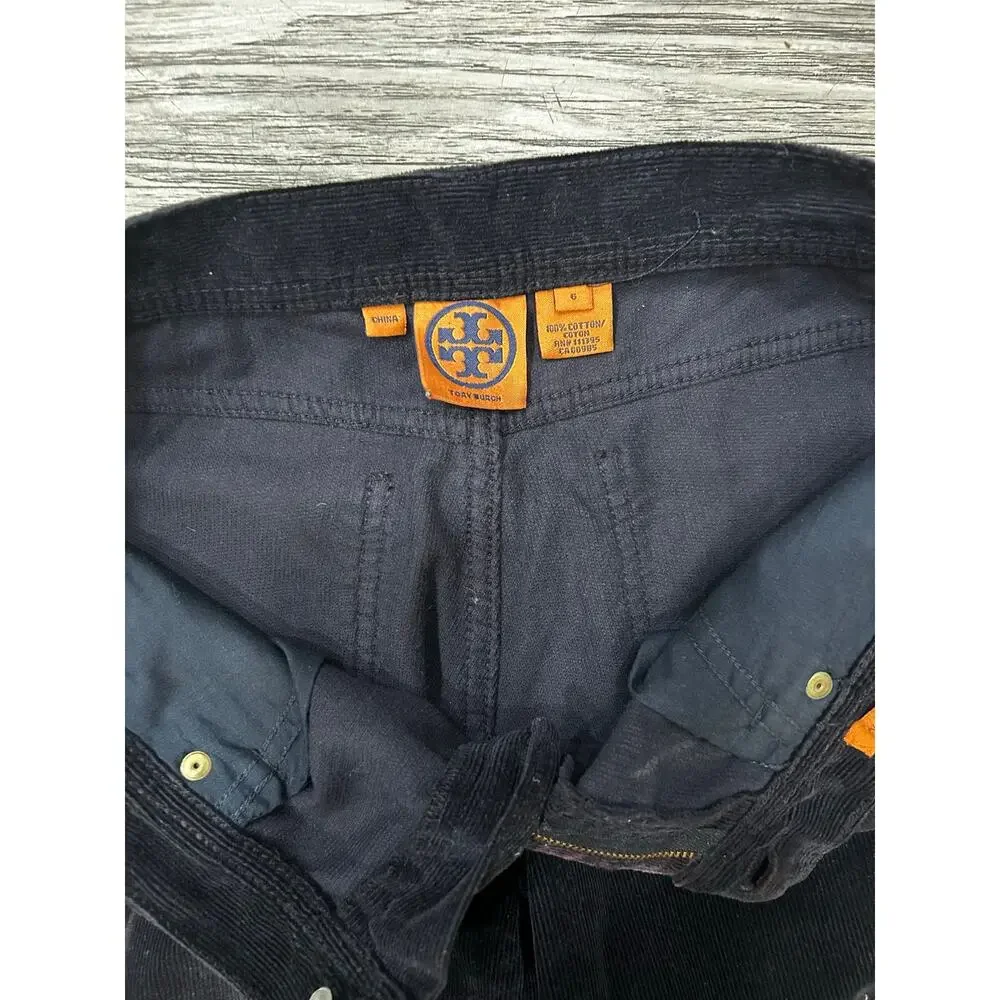 Tory Burch Classic Tory Corduroy Pants Women’s Size 6 Black Bootcut Flared